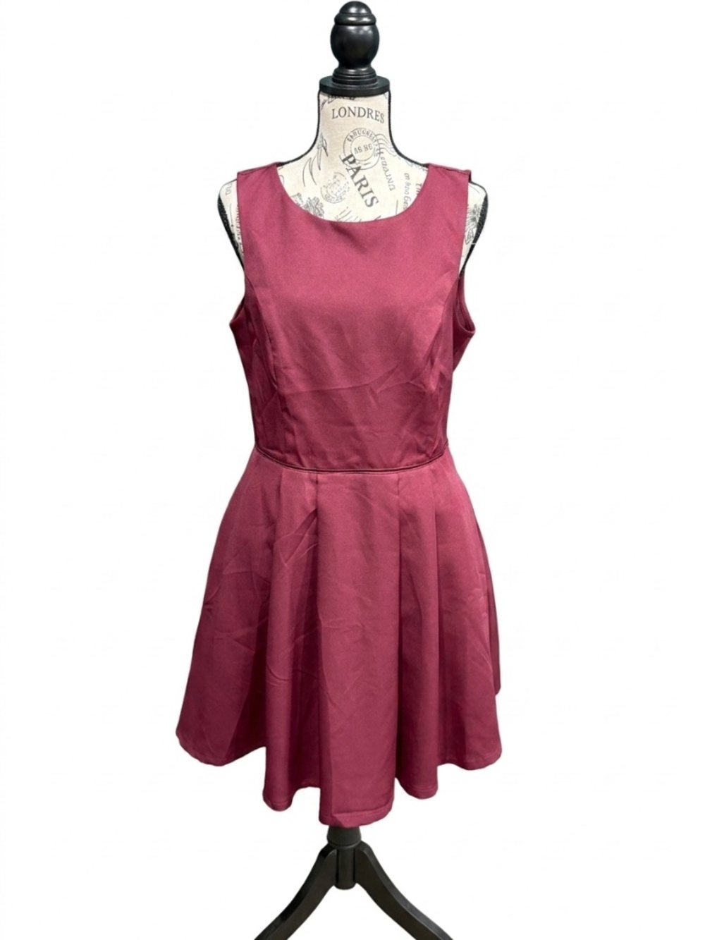Lulus Burgundy Backless Skater Mini Dress Wine Red XL